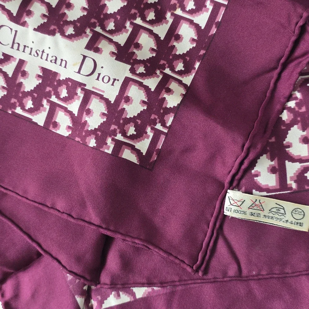 Auth Dior Oblique Trotter Bordeaux Silk Scarf